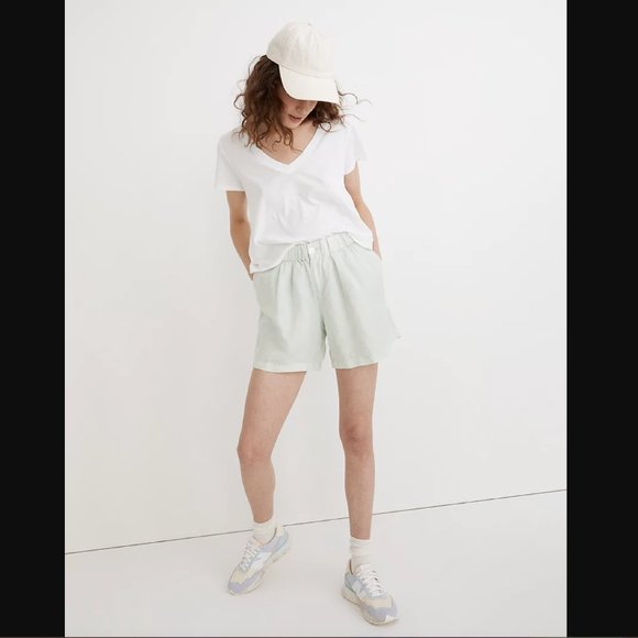 ✨NEW✨ Madewell Linen-Blend Pull-On Pleated Shorts - Eco-friendly Sustainable - Picture 2 of 10